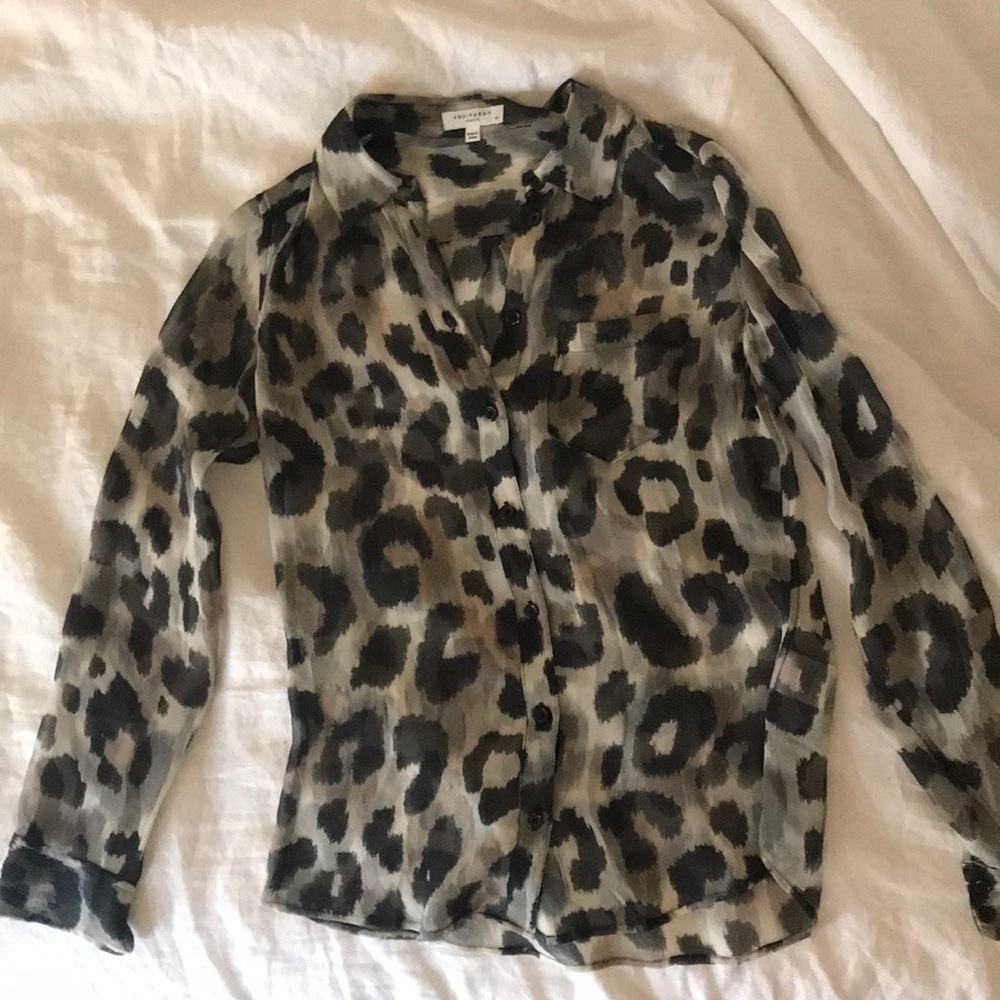 Equipment leopard print sheer blouse. Size XS.